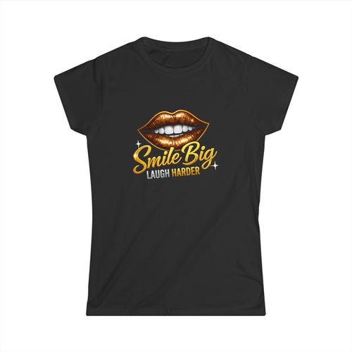Smile Big Laugh Harder Women's Tee — Graphic Lip Design