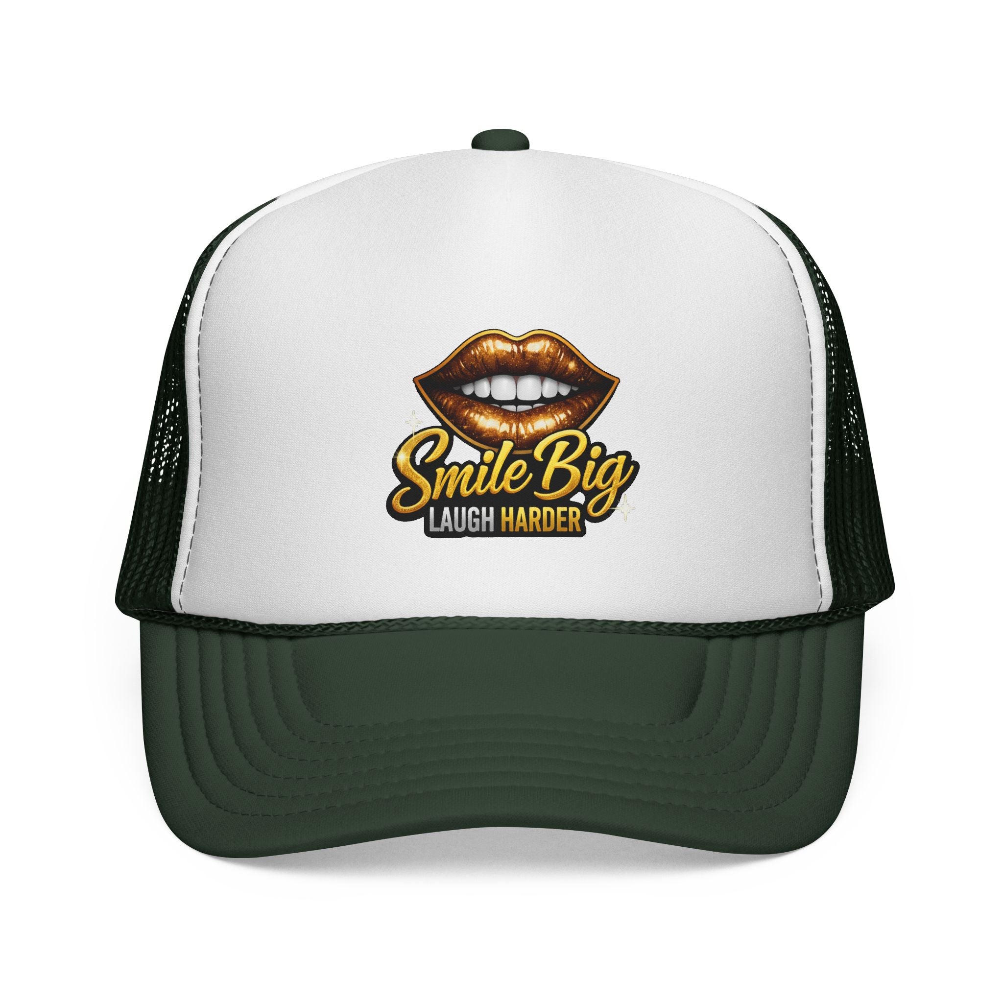 Smile Big Trucker Cap — "Smile Big Laugh Harder" Mesh Hat