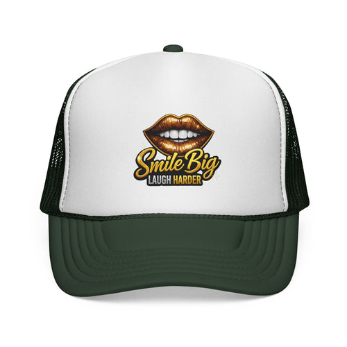 Smile Big Trucker Cap — "Smile Big Laugh Harder" Mesh Hat