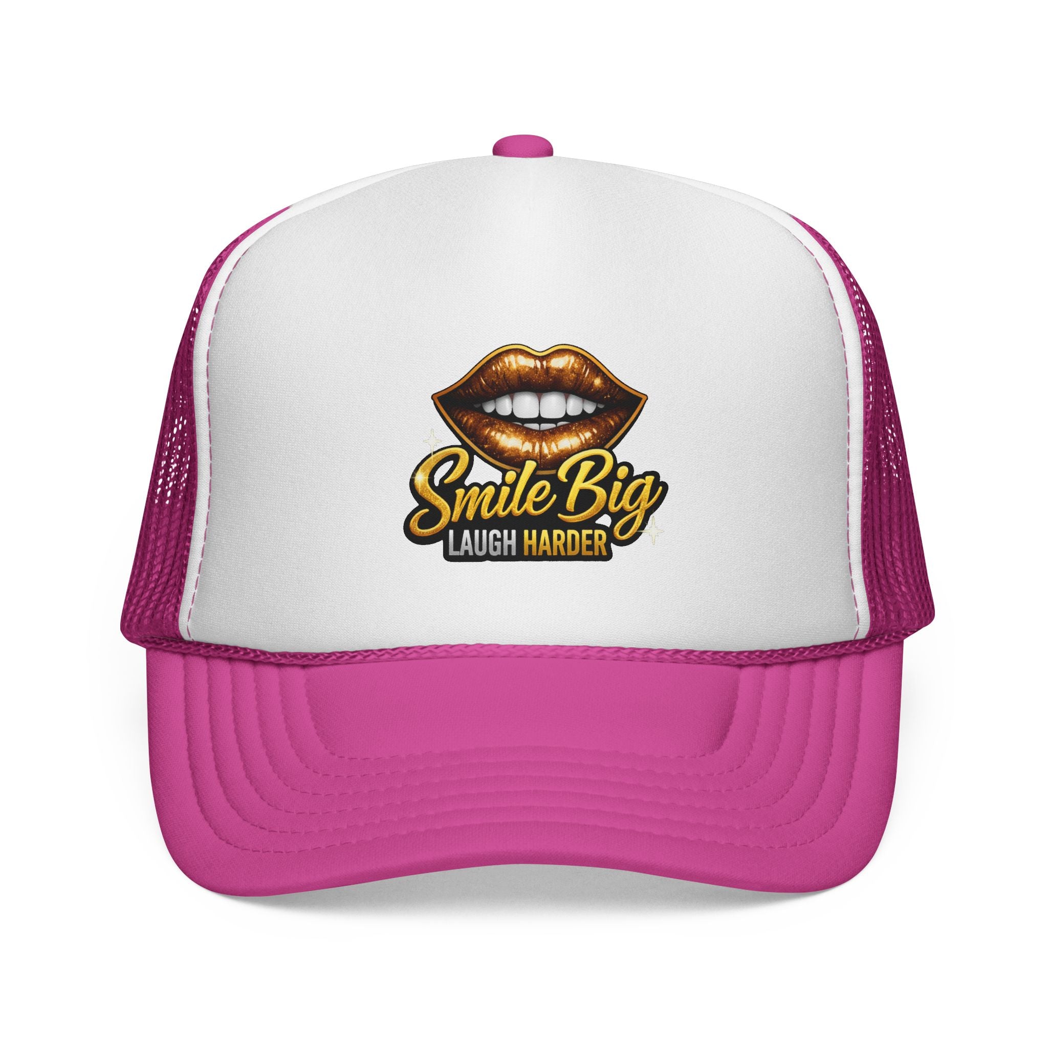 Smile Big Trucker Cap — "Smile Big Laugh Harder" Mesh Hat