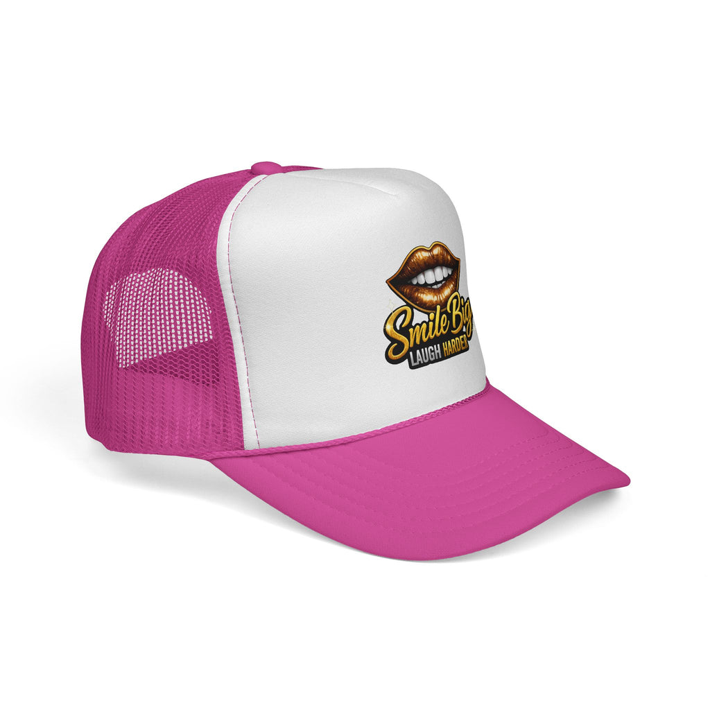 Smile Big Trucker Cap — "Smile Big Laugh Harder" Mesh Hat