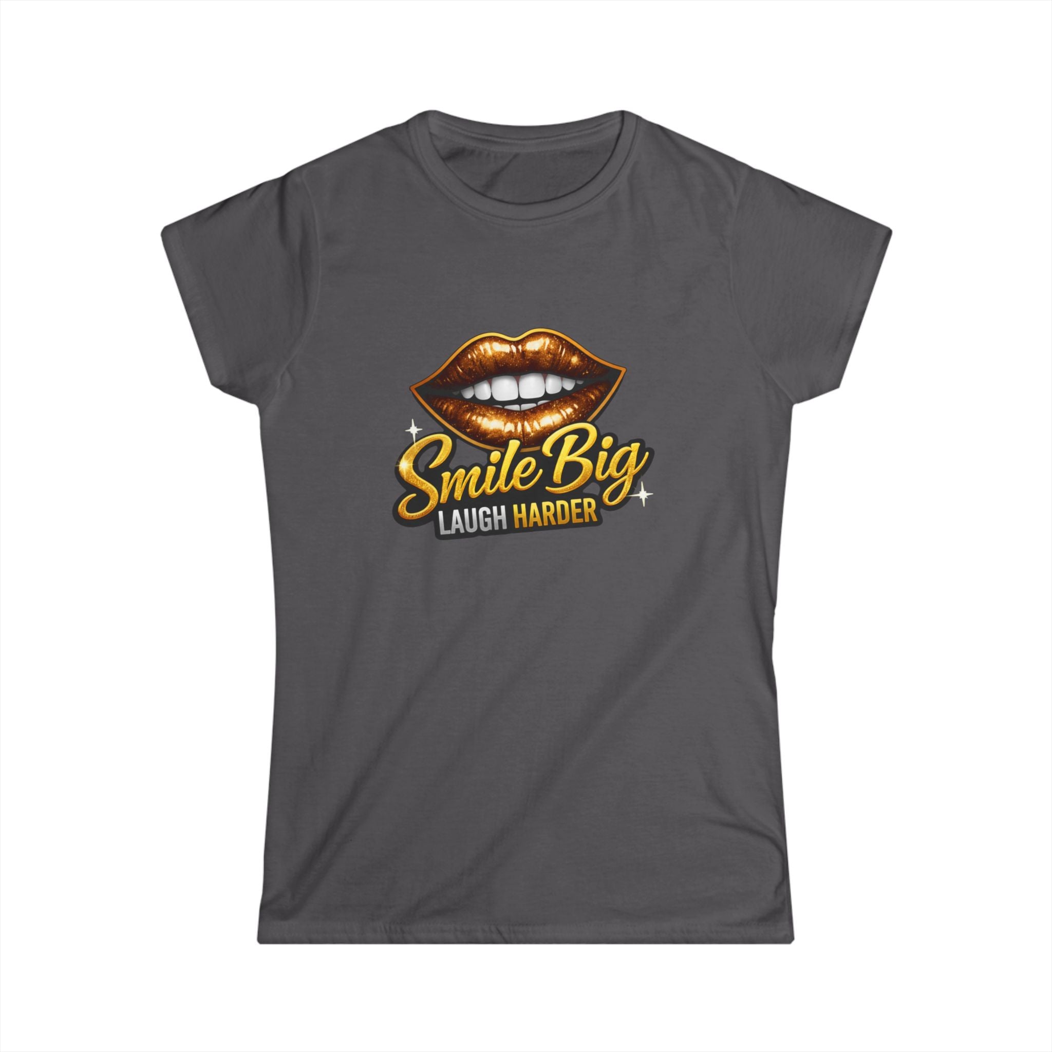 Smile Big Laugh Harder Women's Tee — Graphic Lip Design